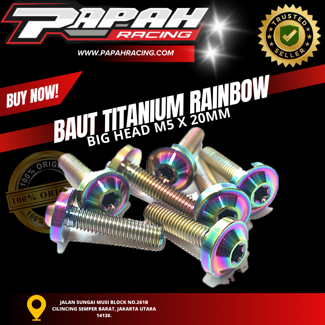 BAUT TITANIUM RAINBOW BIG HEAD M5X20MM